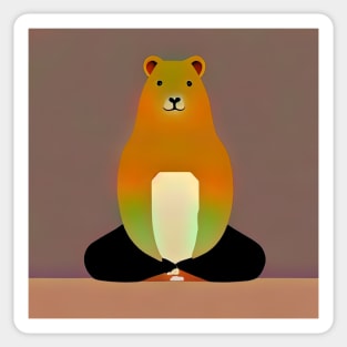 Meditating Capybara in Lotus Pose illustration for peace Sticker